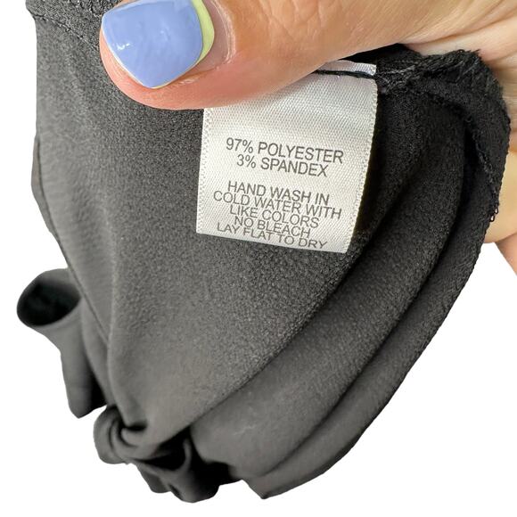 GIBSON Womens Large Black Three Quarter Cuffed Wrist Sleeve Twist Hem Bubble Top - Picture 7 of 8